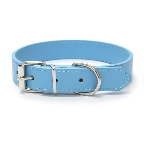 Einfarbiges Hundehalsband aus Leder, Verstellbarer Welpenhalsgurt, geeignet for mittelgroße und kleine Hunde, Haustierbedarf XS-XL breites hundehalsband(6,L) von LPTBNKC