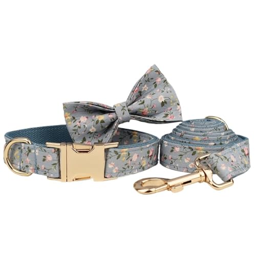 Haustierzubehör, Leinengeschirr-Set, Hundehalsband mit Fliege, Bedruckte Haustierprodukte, personalisierte Taktische Hundehalsbänder(Bow Collar Leash05,XS) von LPTBNKC