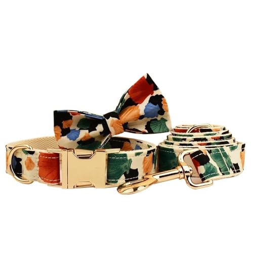 Haustierzubehör, Leinengeschirr-Set, Hundehalsband mit Fliege, Bedruckte Haustierprodukte, personalisierte Taktische Hundehalsbänder breites hundehalsband(Bow Collar Leash16,XS) von LPTBNKC