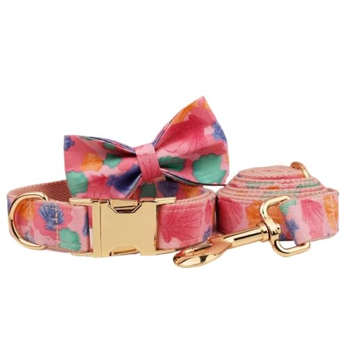 Haustierzubehör, Leinengeschirr-Set, Hundehalsband mit Fliege, Bedruckte Haustierprodukte, personalisierte Taktische Hundehalsbänder breites hundehalsband(Bow Collar Leash36,XS) von LPTBNKC
