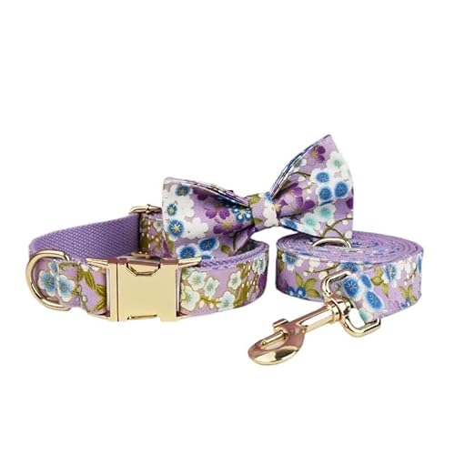 Haustierzubehör, Leinengeschirr-Set, Hundehalsband mit Fliege, Bedruckte Haustierprodukte, personalisierte Taktische Hundehalsbänder breites hundehalsband(Bow Collar Leash38,XS) von LPTBNKC