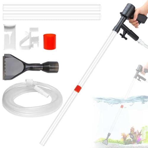 LPZMPZ 4-in-1 Mulmsauger Aquarium Set, Aquarium Sauger Bodengrund Reinigen mit Schlauchklemme, Handpumpe Aquarium Wasserwechsel, Aquarium Bodenreiniger für Wasserwechsel Sandreinigung von LPZMPZ