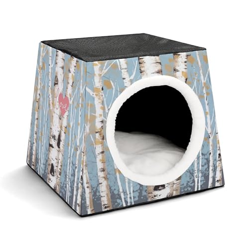 LQPMNK Tragbares Haustiernest für kleine Haustiere, Love Birke Tree Print Kapsel Design Weltraumkapsel Haustiernest Langlebiges Haustiernest Haustierbett für Zuhause und Reisen von LQPMNK