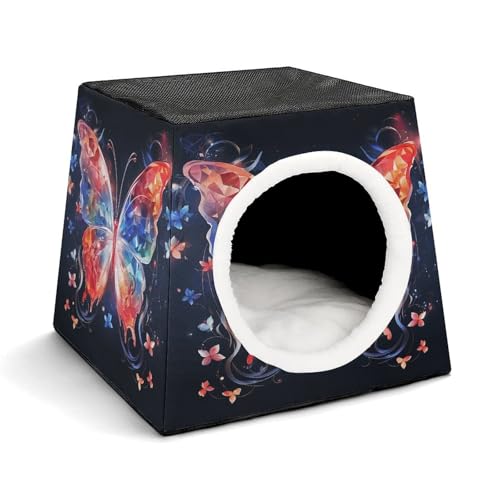 LQPMNK Tragbares Haustiernest für kleine Haustiere, Musica Schmetterling Druck Kapsel Design Weltraumkapsel Haustiernest Langlebiges Haustiernest Haustierbett für Zuhause und Reisen von LQPMNK