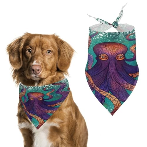 Strapazierfähiges Haustier-Halstuch, buntes Dreieckstuch mit Oktopus-Druck, für Hunde und Katzen, weich, stilvoll und leicht zu waschen, ideal für Spaziergänge, Fotos und mehr Strapazierfähiges Haustier-Halstuch, buntes Dreieckstuch mit Oktopus-Druck, für Hunde und Katzen, weich, stilvoll und leicht zu waschen, ideal für Spaziergänge, Fotos und mehr von LQPMNK