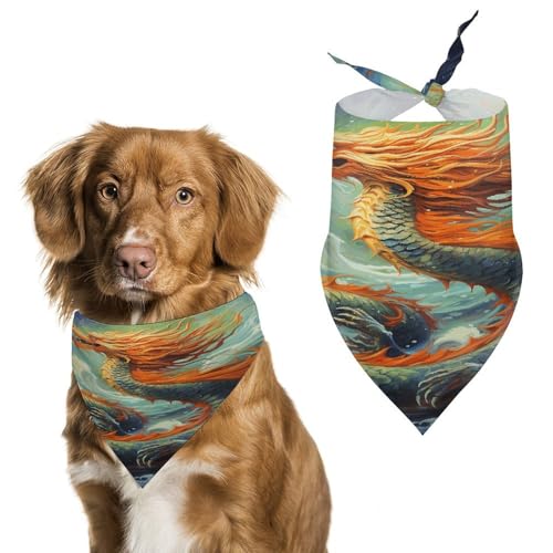 Strapazierfähiges Haustier-Halstuch, chinesischer Drache, Ölgemälde-Druck, Dreieckstuch für Hunde und Katzen, weich, stilvoll und leicht zu waschen, ideal für Spaziergänge, Fotos und mehr Strapazierfähiges Haustier-Halstuch, chinesischer Drache, Ölgemälde-Druck, Dreieckstuch für Hunde und Katzen, weich, stilvoll und leicht zu waschen, ideal für Spaziergänge, Fotos und mehr von LQPMNK