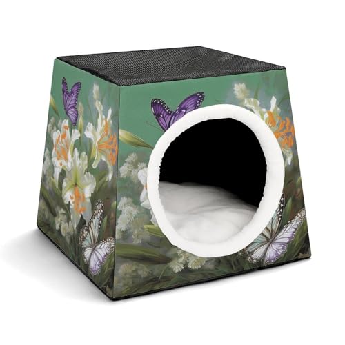 Tragbares Haustiernest für kleine Haustiere, Lilien und Schmetterling Druck Kapsel Design Weltraumkapsel Haustiernest Langlebiges Haustiernest Haustierbett für Zuhause und Reisen Tragbares Haustiernest für kleine Haustiere, Lilien und Schmetterling Druck Kapsel Design Weltraumkapsel Haustiernest Langlebiges Haustiernest Haustierbett für Zuhause und Reisen von LQPMNK