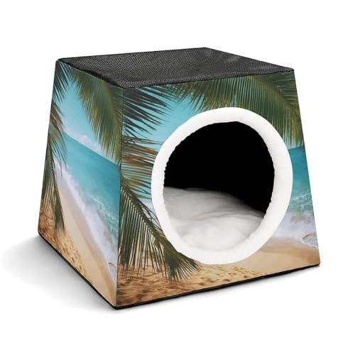 Tragbares Haustiernest für kleine Haustiere, Meer Strand Palmenblätter Druck Kapsel Design Weltraumkapsel Haustiernest Langlebiges Haustiernest Haustierbett für Zuhause und Reisen Tragbares Haustiernest für kleine Haustiere, Meer Strand Palmenblätter Druck Kapsel Design Weltraumkapsel Haustiernest Langlebiges Haustiernest Haustierbett für Zuhause und Reisen von LQPMNK