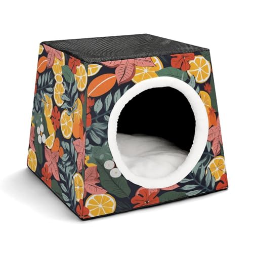 Tragbares Haustiernest für kleine Haustiere, bunte tropische Blätter und Zitronen-Druck, Kapsel-Design, Weltraumkapsel, Haustiernest, langlebiges Haustiernest, Haustierbett für Zuhause und Reisen Tragbares Haustiernest für kleine Haustiere, bunte tropische Blätter und Zitronen-Druck, Kapsel-Design, Weltraumkapsel, Haustiernest, langlebiges Haustiernest, Haustierbett für Zuhause und Reisen von LQPMNK