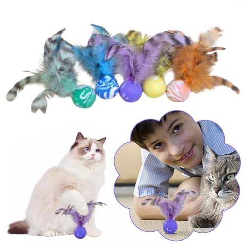 LQQDREX 5pcs Furry Rassel Ball Katzenspielzeug mit Feder und Katzenminze, Interaktives Katzenfederspielzeug für Indoor-Katzen, Hüpfendes Katzenspielzeug mit Federschwänzen, zum Spielen Jagd LQQDREX 5pcs Furry Rassel Ball Katzenspielzeug mit Feder und Katzenminze, Interaktives Katzenfederspielzeug für Indoor-Katzen, Hüpfendes Katzenspielzeug mit Federschwänzen, zum Spielen Jagd von LQQDREX