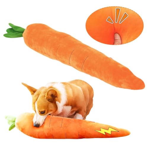 LQQDREX Beruhigende Karotte, großes quietschendes Hundespielzeug, stabiles Plüsch, Multi-Quietschen und Knistern, niedlich, keine Füllung, Karotte mit weichem Quietscher, Kauspielzeug für den LQQDREX Beruhigende Karotte, großes quietschendes Hundespielzeug, stabiles Plüsch, Multi-Quietschen und Knistern, niedlich, keine Füllung, Karotte mit weichem Quietscher, Kauspielzeug für den von LQQDREX