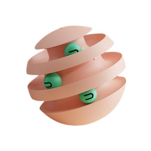 LQQDREX Katzenspielzeug-Ball zur Selbstentspannung, drehendes Rad, Rollball, Spielzeug, interaktives Intelligenz-Training, Track-Puzzle und lustiges Spiel (Rosa) von LQQDREX