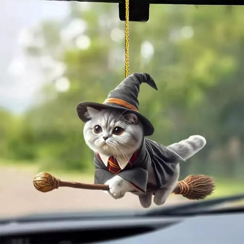 Mini Weihnachtsbaum Kätzchen Druck Vintage Katze Anhänger, Cartoon hält Katze Acryl Xmas Hängende Ornament, Weihnachtsbaum Ornamente Katze hängende Dekorationen, Katze Dekor für Katzenliebhaber Home von LQQDREX