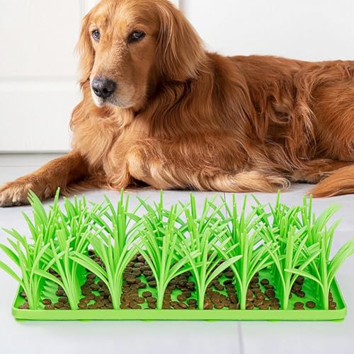 Silikon-Grasmatte für Katzen, Leckrasenanreicherungsmatte, Silikon Langsame Fütterung Schnüffelmatte für Katze und Hunde, Interaktives Katzenfutter Spielzeug, Futtersuche Schnüffelmatte, für von LQQDREX