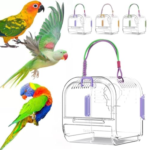 Tragbarer Vogelkäfig aus Kunststoff, transparenter Acryl-Vogelreisekäfig, leicht, wasserdicht, belüftet, Reise-Vogelkäfig, Kleintier-Tragetasche, ideal für den Außenbereich, einfach zu tragen von LQQDREX