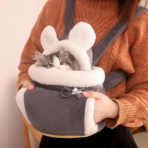 Winter Outdoor Rucksack Warme Weiche Plüsch Tragetasche Verstellbarer Gurt Nette Tasche Hängen Gehen Für Kätzchen Reise Brust von LQQDREX