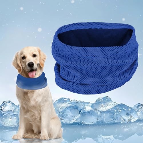Kühlhalsband für Hunde, Kühlendes Halstuch Hund, Atmungsaktiv Hund Halstücher Kühlend Wärmeableitung Bandana Hunde Cool Komfortabel Kühlhalsband für Sommer (Dunkelblau-M) von LQTSLFM