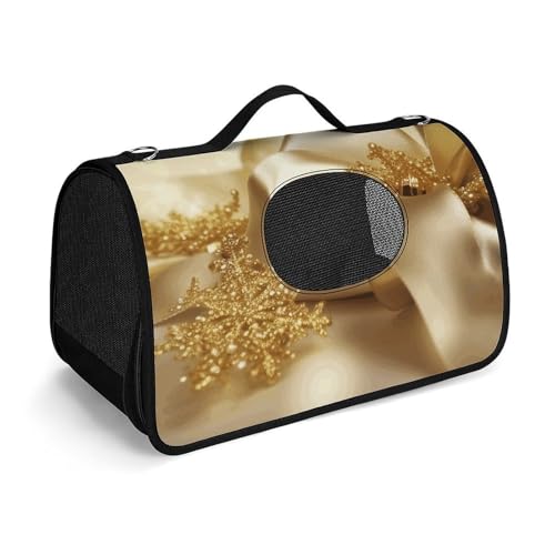 Haustier-Handtaschen, goldfarbene Seide, Weihnachtsdruck, Haustier-Handtaschen, faltbare Haustier-Handtaschen, universelle Haustier-Handtaschen Haustier-Handtaschen, goldfarbene Seide, Weihnachtsdruck, Haustier-Handtaschen, faltbare Haustier-Handtaschen, universelle Haustier-Handtaschen von LQWOK
