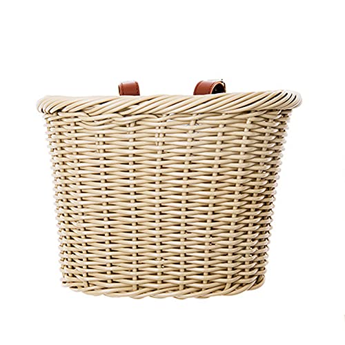Fahrradkorb, Fahrradkörbe for Damen, abnehmbar, wasserdicht, mit Lederriemen, Fahrradkorb(Beige) von LRFNKCT