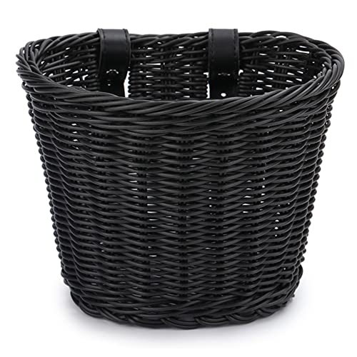 Fahrradkorb, Fahrradkorb, Fahrradlenker-Tragetasche, mit Glöckchen, Aufklebern und bunten Quasten, Fahrradzubehör(Black) von LRFNKCT