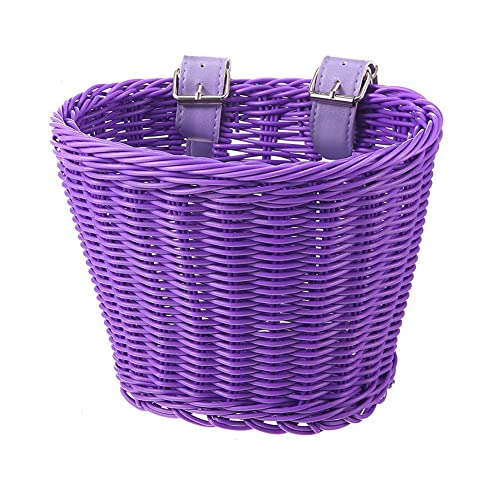 Fahrradkorb, Fahrradkorb, Fahrradlenker-Tragetasche, mit Glöckchen, Aufklebern und bunten Quasten, Fahrradzubehör(Purple) von LRFNKCT