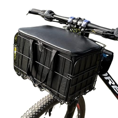 Fahrradkorb, Fahrradkorb mit Deckel, Hängekorb vorne, Fester Gepäckträger, Aufbewahrung, Ledertasche, Einkaufen, Camping Fahrradkorb, Fahrradkorb mit Deckel, Hängekorb vorne, Fester Gepäckträger, Aufbewahrung, Ledertasche, Einkaufen, Camping von LRFNKCT