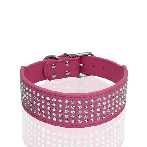 Hundehalsbänder aus PU-Leder mit Strasssteinen, 5-reihiger Diamant-Bling, for große Hunde, 5 cm breit, Hundehalsband aus Leder for große Hunde breites hundehalsband(2,XXS) von LRTVAOP