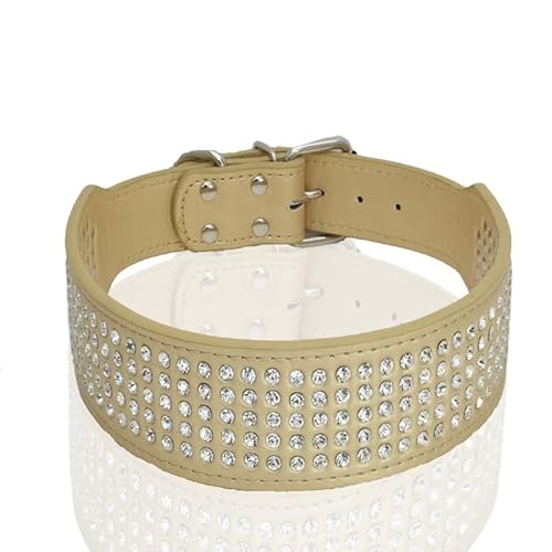 Hundehalsbänder aus PU-Leder mit Strasssteinen, 5-reihiger Diamant-Bling, for große Hunde, 5 cm breit, Hundehalsband aus Leder for große Hunde breites hundehalsband(4,XXS) von LRTVAOP