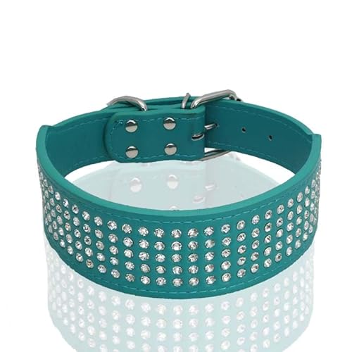 Hundehalsbänder aus PU-Leder mit Strasssteinen, 5-reihiger Diamant-Bling, for große Hunde, 5 cm breit, Hundehalsband aus Leder for große Hunde breites hundehalsband(5,XXS) von LRTVAOP