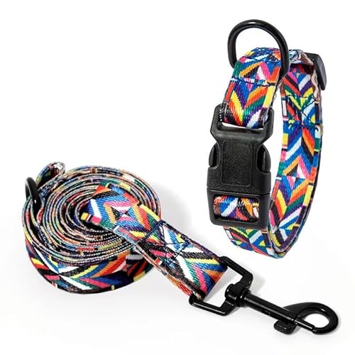 Hundehalsband und Leine im Bohemia-Stil, Set for kleine, mittelgroße und große Hunde, verstellbare Halsbänder for Welpen und Katzen, Haustierbedarf(B Set,M 26-42cm) von LRTVAOP