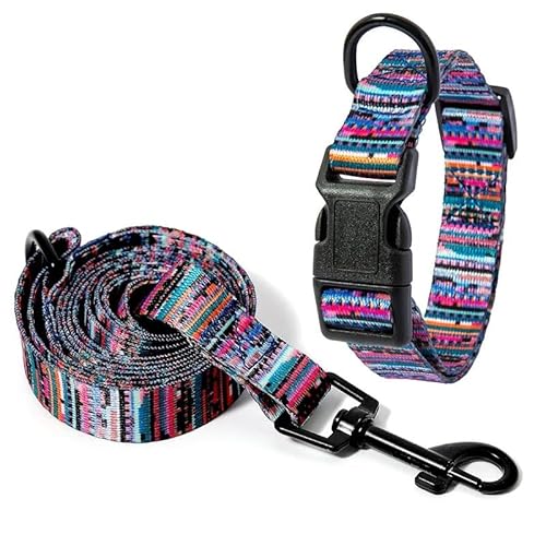 Hundehalsband und Leine im Bohemia-Stil, Set for kleine, mittelgroße und große Hunde, verstellbare Halsbänder for Welpen und Katzen, Haustierbedarf(C Set,S 22-35cm) von LRTVAOP