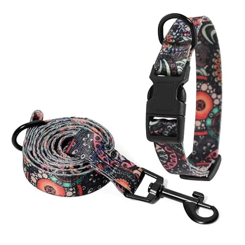 Hundehalsband und Leine im Bohemia-Stil, Set for kleine, mittelgroße und große Hunde, verstellbare Halsbänder for Welpen und Katzen, Haustierbedarf(F Set,M 26-42cm) von LRTVAOP