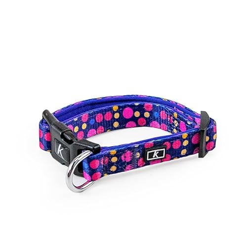 Niedliche Hundehalsbänder for kleine, mittelgroße und große Katzen, Hunde, Halsband mit Blumenmuster for männliche und weibliche Katzen(Blue Leaves,L 2.5 cm Width) von LRTVAOP