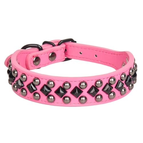 Strapazierfähiges Hundehalsband aus Pu-Leder, Zubehör for Nagelschnallen aus Metall, personalisiertes Halsschutzhalsband for Hunde(3,M) von LRTVAOP