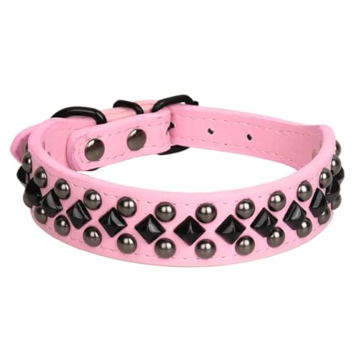 Strapazierfähiges Hundehalsband aus Pu-Leder, Zubehör for Nagelschnallen aus Metall, personalisiertes Halsschutzhalsband for Hunde breites hundehalsband(1,XXL) von LRTVAOP