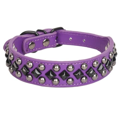 Strapazierfähiges Hundehalsband aus Pu-Leder, Zubehör for Nagelschnallen aus Metall, personalisiertes Halsschutzhalsband for Hunde breites hundehalsband(2,L) von LRTVAOP