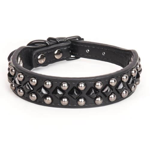 Strapazierfähiges Hundehalsband aus Pu-Leder, Zubehör for Nagelschnallen aus Metall, personalisiertes Halsschutzhalsband for Hunde breites hundehalsband(4,L) von LRTVAOP