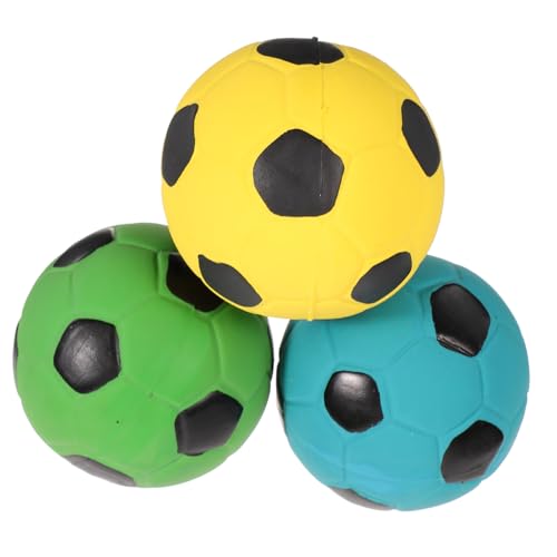 LRXIYODE 3 Stück Teiliges Sound Fußball Bunte Federnde Latexbälle Langlebig und Sicher Lustiges Interaktives für Haustiere von LRXIYODE