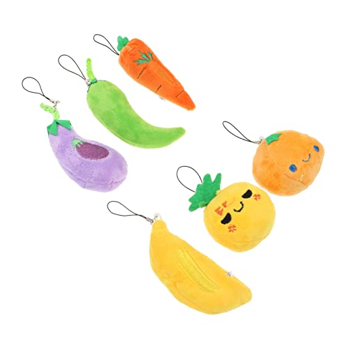 LRXIYODE 6Stücke Plüsch Cartoon Obst Gemüse Anhänger Niedliche Schlüsselanhänger für Taschen und Handwerk Zufällige Designs als für Dekoration von LRXIYODE