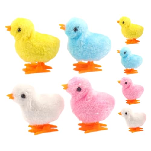 LRXIYODE 8 Stück Teiliges Aufziehspielzeug Küken Bunte Plüsch hühnchen Springendes Haustierspielzeug für Katzen und Lustige Ostergeschenke Handliche Wind up Spielzeuge für Zufällige Farbe von LRXIYODE