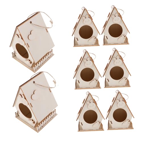 LRXIYODE 8 Stück Teiliges Holz-vogelhaus Bastelset für DIY zum Bemalen Robustes Hänge-vogelhaus Kreatives Bastelspiel für Jungen und Mädchen Fördert Feinmotorik und Naturerlebnis von LRXIYODE