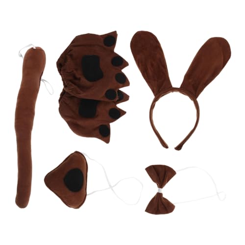 LRXIYODE Hundekostüm mit Weichem Stirnband Fliege Nase und Pfotenhandschuhen Atmungsaktive Vielseitige Cosplay Tier Accessoires für Karneval Halloween und Rollenspiele von LRXIYODE