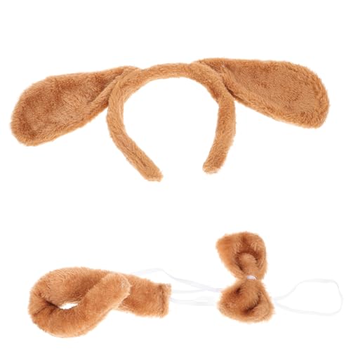 LRXIYODE Plüsch Hundekostüm Set Kuschelige Hundeohren Haarband und Tierkostüm für Fasching Geburtstagsparty und Cosplay Aufführung von LRXIYODE