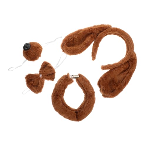 LRXIYODE Tierisches Hunde Kostüm Set Teilig mit Dekorativem Haarreif Falscher Nase Schleife und Braun Party Cosplay für Welpen Halloween Kostümparty und Rollenspiele LRXIYODE Tierisches Hunde Kostüm Set Teilig mit Dekorativem Haarreif Falscher Nase Schleife und Braun Party Cosplay für Welpen Halloween Kostümparty und Rollenspiele von LRXIYODE