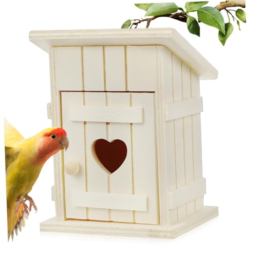 LRXIYODE Unbehandeltes Vogelhaus aus Natürlichem Holz Wetterfester Nistkasten für Wildvögel Papageiensittich und Stabile Konstruktion für Garten und Außendekor von LRXIYODE