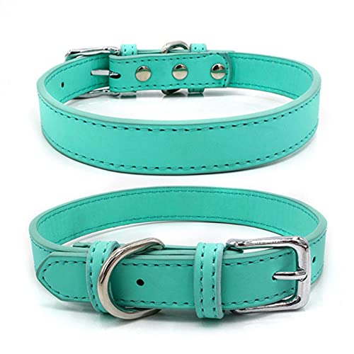 1 Pc Comfort Dog Cat Leather Collar Adjustable Pet Accessories for Small Dogs Puppy Mascotas Supplies-Blue,M-Neck 30-38cm von LRZIN