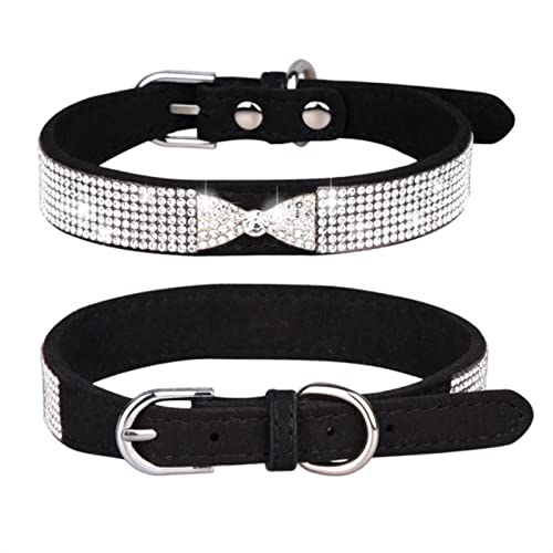 1 Pc Crown Bow Rhinestone Pet Collars for Small Dogs Cats Adjustable Puppy Dog Collar Bling Cat Necklace-Bow Black,L-Neck 38-46cm,China von LRZIN