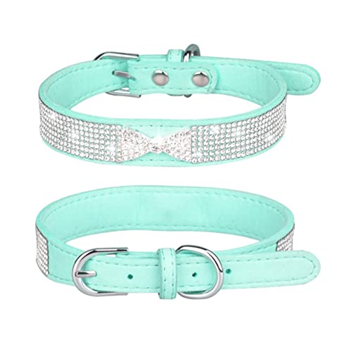 1 Pc Crown Bow Rhinestone Pet Collars for Small Dogs Cats Adjustable Puppy Dog Collar Bling Cat Necklace-Bow Blue,M-Neck 33-39cm,China von LRZIN