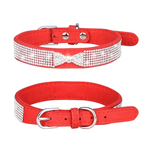1 Pc Crown Bow Rhinestone Pet Collars for Small Dogs Cats Adjustable Puppy Dog Collar Bling Cat Necklace-Bow Red,XXS-Neck 16-22cm,China von LRZIN