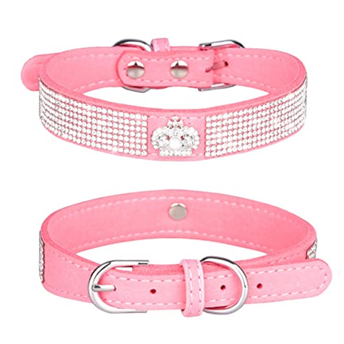 1 Pc Glänzend Strass Hundehalsband Bowknot Katzenhalsband Strass Krone Hundehalsband Hundeleine Hundehalsband-Crown Pink,M von LRZIN